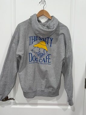 Hanes Gray Pullover Hoodie with Yellow Graphic - The Salty Dog Cafe mens medium